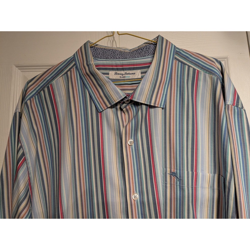 Tommy Bahama Shirt Mens 2XL Multicolor Striped IslandZone Long Sleeve Button Up‎ - Picture 5 of 16